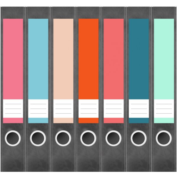 Etiketten für Ordner | Farbmix 5 | 7 Aufkleber für schmale Ordnerrücken | Selbstklebende Design Ordneretiketten Rückenschilder