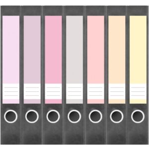 Etiketten für Ordner | Farbmix Pastell 2 | 7 Aufkleber für schmale Ordnerrücken | Selbstklebende Design Ordneretiketten Rückenschilder