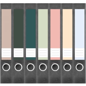 Etiketten für Ordner | Farbmix Herbst | 7 Aufkleber für schmale Ordnerrücken | Selbstklebende Design Ordneretiketten Rückenschilder