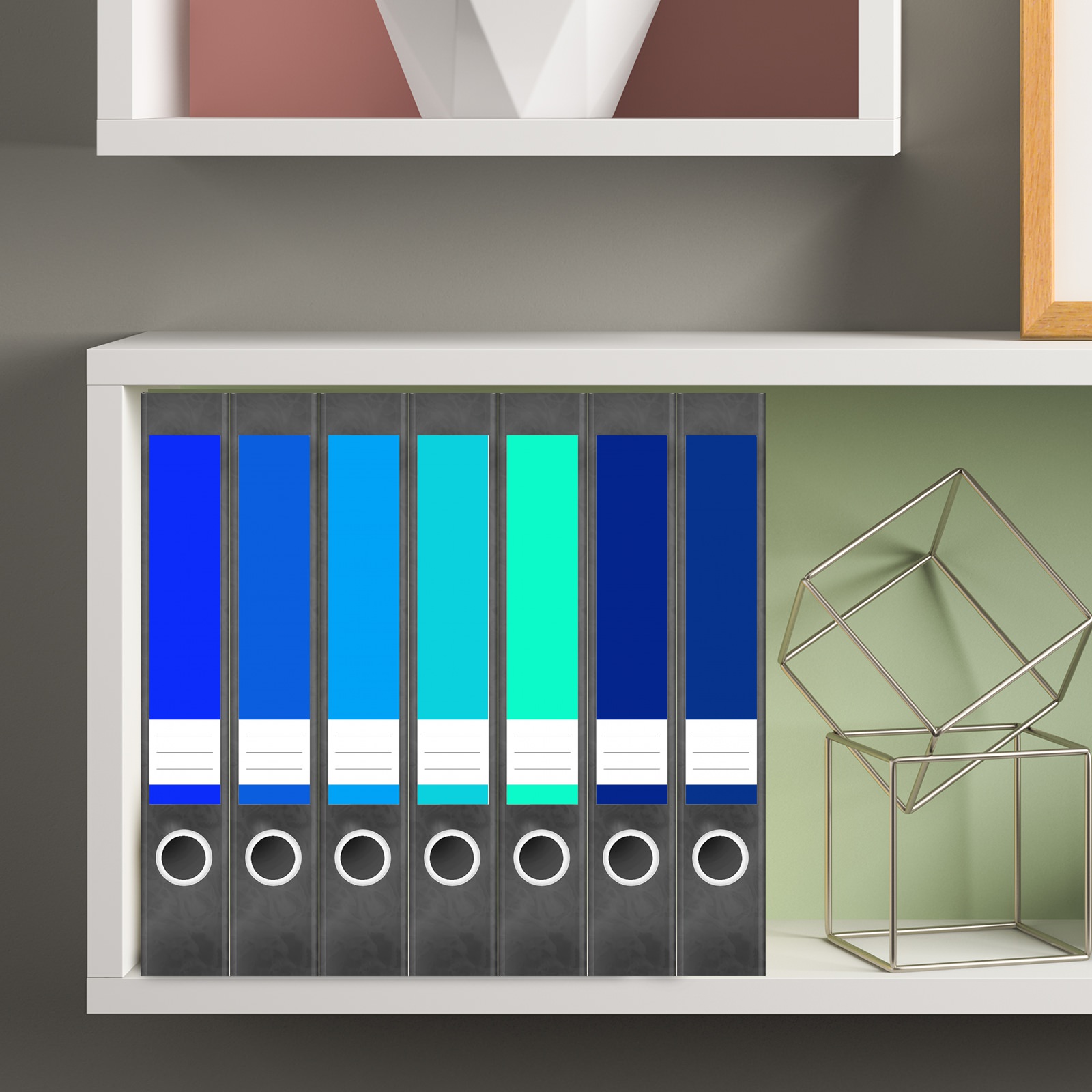 Etiketten für Ordner | Farbmix Blau 8 | 7 Aufkleber für schmale Ordnerrücken | Selbstklebende Design Ordneretiketten Rückenschilder 4 Etiketten für Ordner | Farbmix Blau 8 | 7 Aufkleber für schmale Ordnerrücken | Selbstklebende Design Ordneretiketten Rückenschilder