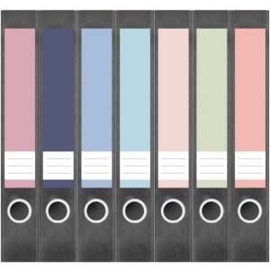 Etiketten für Ordner | Farbmix Pastell 3 | 7 Aufkleber für schmale Ordnerrücken | Selbstklebende Design Ordneretiketten Rückenschilder
