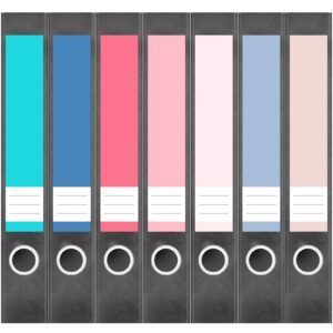 Etiketten für Ordner | Farbmix 10 | 7 Aufkleber für schmale Ordnerrücken | Selbstklebende Design Ordneretiketten Rückenschilder