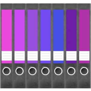 Etiketten für Ordner | Farbmix Lila Blau | 7 Aufkleber für schmale Ordnerrücken | Selbstklebende Design Ordneretiketten Rückenschilder