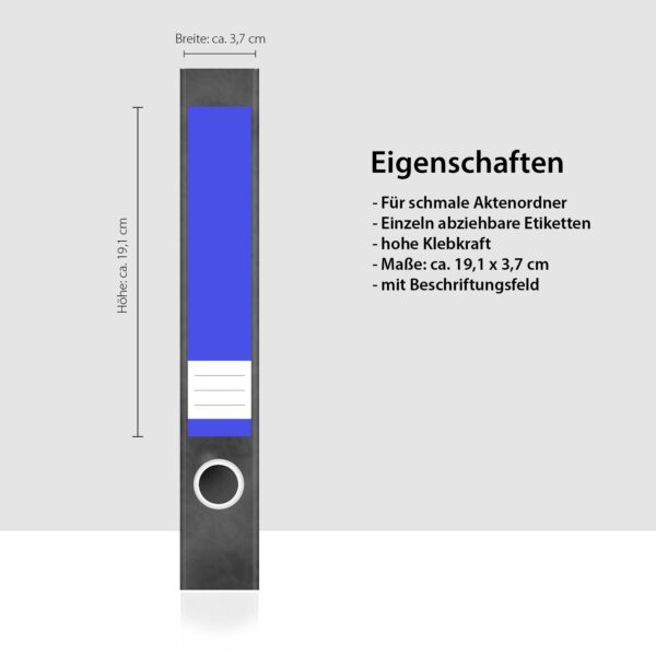 Etiketten für Ordner | Farbmix Lila Blau | 7 Aufkleber für schmale Ordnerrücken | Selbstklebende Design Ordneretiketten Rückenschilder