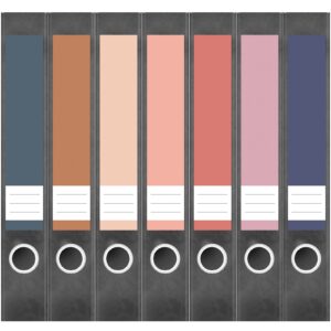 Etiketten für Ordner | Farbmix Herbst 2 | 7 Aufkleber für schmale Ordnerrücken | Selbstklebende Design Ordneretiketten Rückenschilder