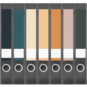 Etiketten für Ordner | Farbmix 12 | 7 Aufkleber für schmale Ordnerrücken | Selbstklebende Design Ordneretiketten Rückenschilder
