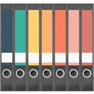 Etiketten für Ordner | Farbmix Rome | 7 Aufkleber für schmale Ordnerrücken | Selbstklebende Design Ordneretiketten Rückenschilder