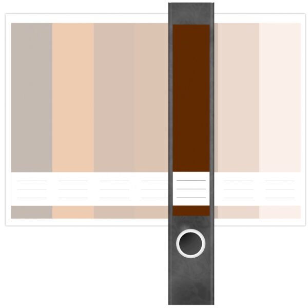 Etiketten für Ordner | Farbmix Orange Braun | 7 Aufkleber für schmale Ordnerrücken | Selbstklebende Design Ordneretiketten Rückenschilder