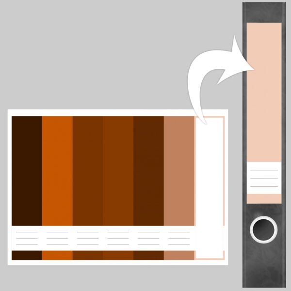 Etiketten für Ordner | Farbmix Orange Braun | 7 Aufkleber für schmale Ordnerrücken | Selbstklebende Design Ordneretiketten Rückenschilder