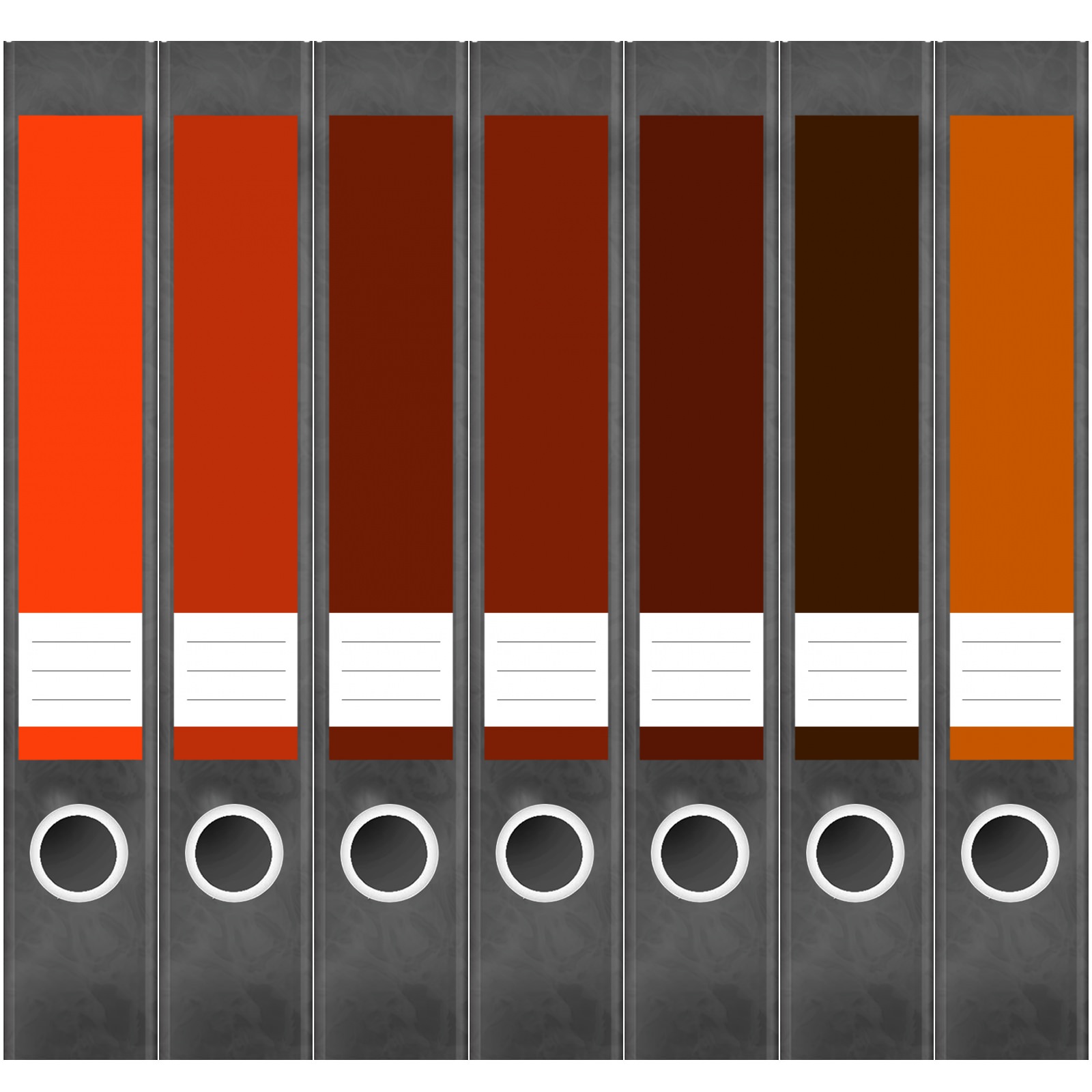 Etiketten für Ordner | Farbmix Orange Braun 2 | 7 Aufkleber für schmale Ordnerrücken | Selbstklebende Design Ordneretiketten Rückenschilder 1 Etiketten für Ordner | Farbmix Orange Braun 2 | 7 Aufkleber für schmale Ordnerrücken | Selbstklebende Design Ordneretiketten Rückenschilder