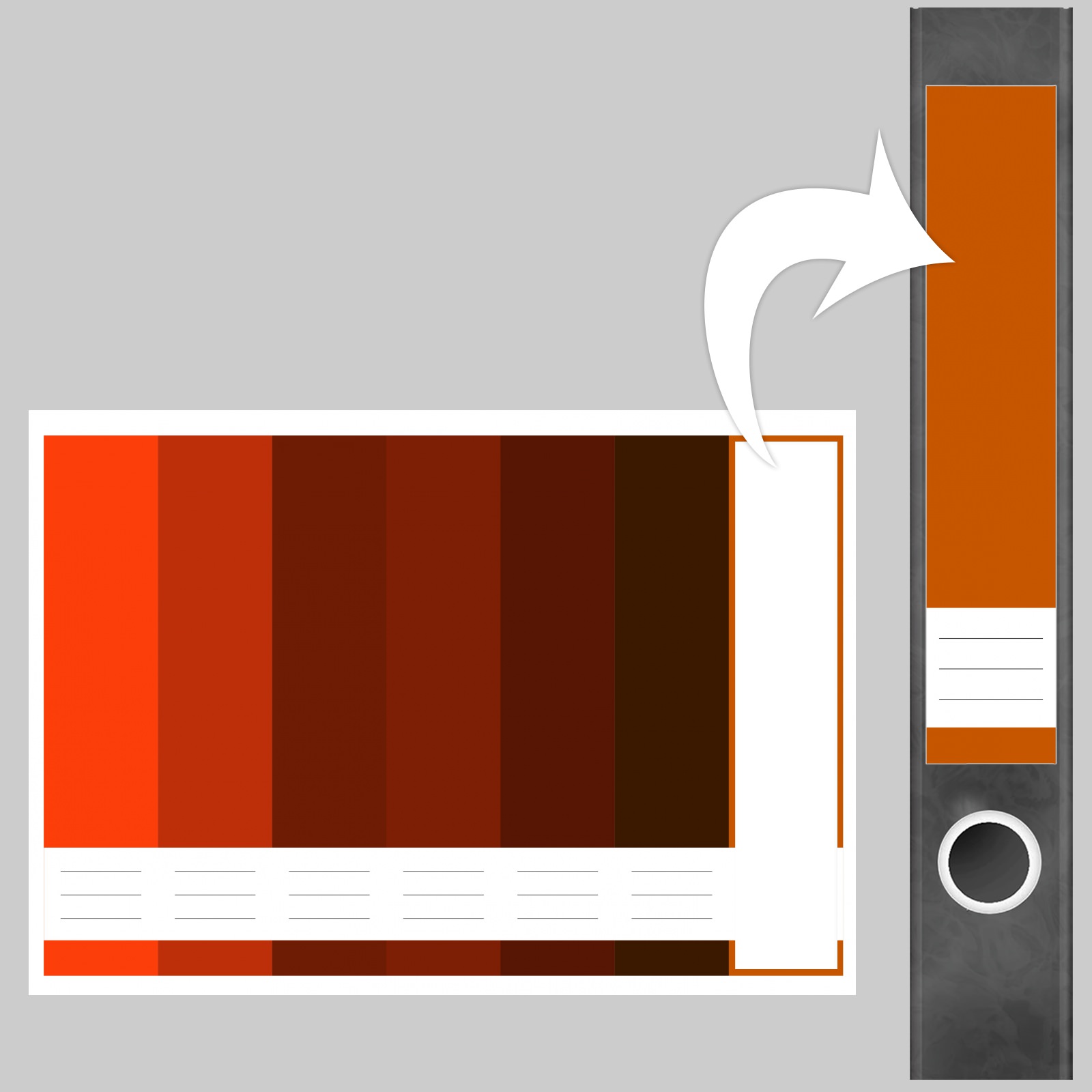 Etiketten für Ordner | Farbmix Orange Braun 2 | 7 Aufkleber für schmale Ordnerrücken | Selbstklebende Design Ordneretiketten Rückenschilder 3 Etiketten für Ordner | Farbmix Orange Braun 2 | 7 Aufkleber für schmale Ordnerrücken | Selbstklebende Design Ordneretiketten Rückenschilder