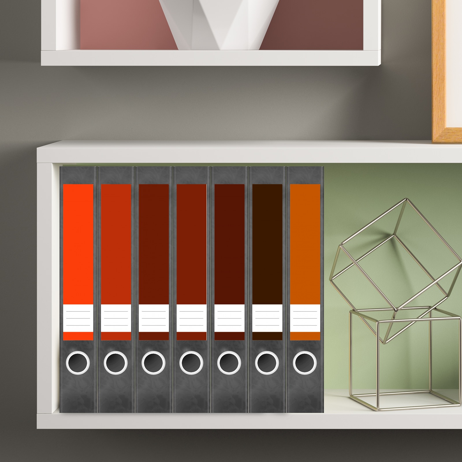Etiketten für Ordner | Farbmix Orange Braun 2 | 7 Aufkleber für schmale Ordnerrücken | Selbstklebende Design Ordneretiketten Rückenschilder 4 Etiketten für Ordner | Farbmix Orange Braun 2 | 7 Aufkleber für schmale Ordnerrücken | Selbstklebende Design Ordneretiketten Rückenschilder