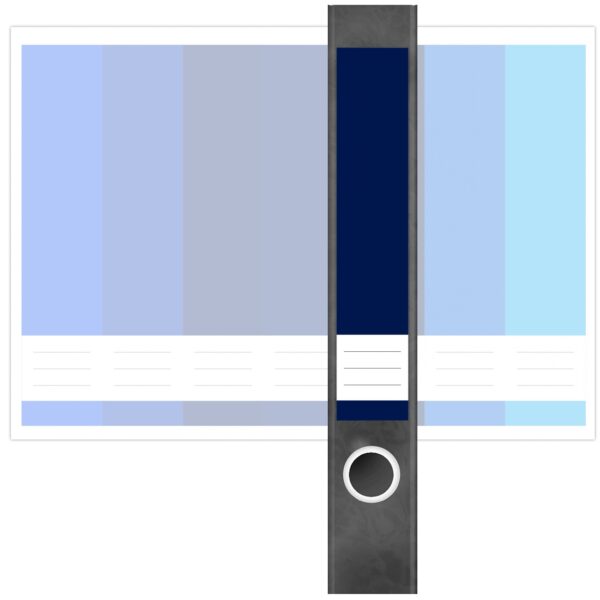 Etiketten für Ordner | Farbmix Blau 9 | 7 Aufkleber für schmale Ordnerrücken | Selbstklebende Design Ordneretiketten Rückenschilder
