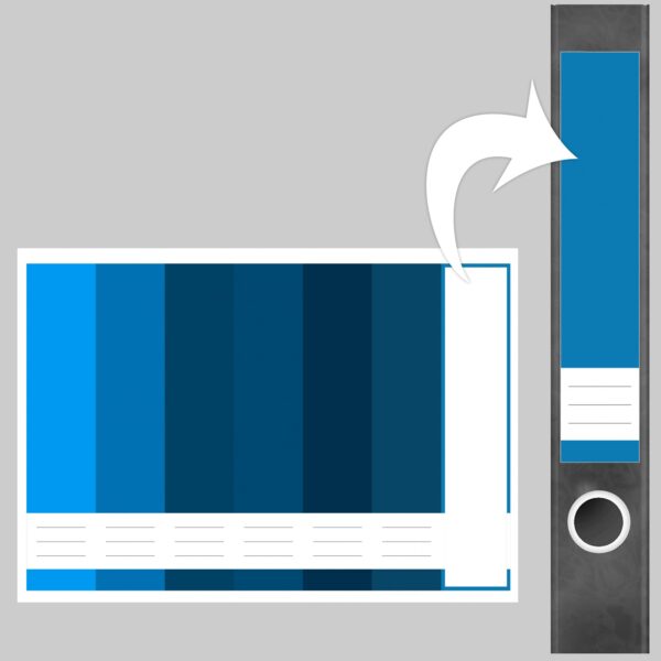 Etiketten für Ordner | Farbmix Blau 10 | 7 Aufkleber für schmale Ordnerrücken | Selbstklebende Design Ordneretiketten Rückenschilder