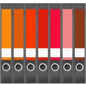 Etiketten für Ordner | Farbmix Rost | 7 Aufkleber für schmale Ordnerrücken | Selbstklebende Design Ordneretiketten Rückenschilder