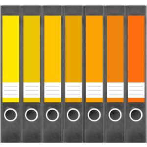 Etiketten für Ordner | Farbmix Sonnenuntergang Gelb | 7 Aufkleber für schmale Ordnerrücken | Selbstklebende Design Ordneretiketten Rückenschilder