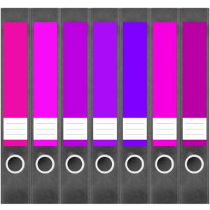 Etiketten für Ordner | Farbmix Grelle Rosa Farben | 7 Aufkleber für schmale Ordnerrücken | Selbstklebende Design Ordneretiketten Rückenschilder