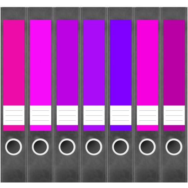 Etiketten für Ordner | Farbmix Grelle Rosa Farben | 7 Aufkleber für schmale Ordnerrücken | Selbstklebende Design Ordneretiketten Rückenschilder