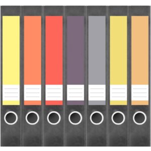 Etiketten für Ordner | Farbmix Modern 1 | 7 Aufkleber für schmale Ordnerrücken | Selbstklebende Design Ordneretiketten Rückenschilder