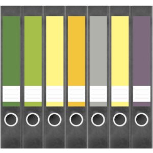 Etiketten für Ordner | Farbmix Modern 2 | 7 Aufkleber für schmale Ordnerrücken | Selbstklebende Design Ordneretiketten Rückenschilder