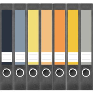 Etiketten für Ordner | Farbmix Modern 3 | 7 Aufkleber für schmale Ordnerrücken | Selbstklebende Design Ordneretiketten Rückenschilder