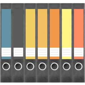 Etiketten für Ordner | Farbmix Modern 4 | 7 Aufkleber für schmale Ordnerrücken | Selbstklebende Design Ordneretiketten Rückenschilder