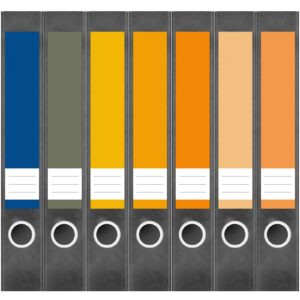 Etiketten für Ordner | Farbmix Modern 6 | 7 Aufkleber für schmale Ordnerrücken | Selbstklebende Design Ordneretiketten Rückenschilder
