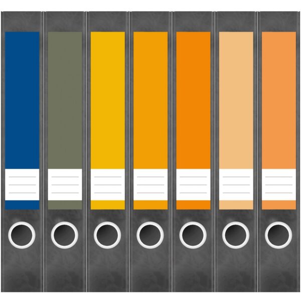 Etiketten für Ordner | Farbmix Modern 6 | 7 Aufkleber für schmale Ordnerrücken | Selbstklebende Design Ordneretiketten Rückenschilder