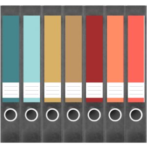 Etiketten für Ordner | Farbmix Modern 7 | 7 Aufkleber für schmale Ordnerrücken | Selbstklebende Design Ordneretiketten Rückenschilder