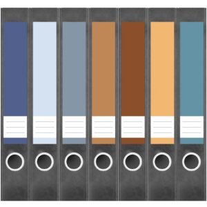 Etiketten für Ordner | Farbmix Modern 8 | 7 Aufkleber für schmale Ordnerrücken | Selbstklebende Design Ordneretiketten Rückenschilder