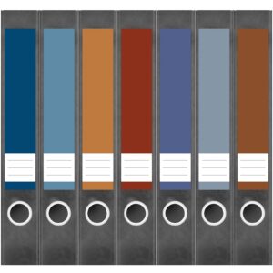 Etiketten für Ordner | Farbmix Modern 9 | 7 Aufkleber für schmale Ordnerrücken | Selbstklebende Design Ordneretiketten Rückenschilder