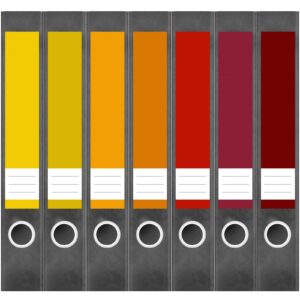 Etiketten für Ordner | Farbmix Gedeckte Farben | 7 Aufkleber für schmale Ordnerrücken | Selbstklebende Design Ordneretiketten Rückenschilder