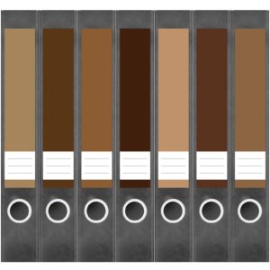 Etiketten für Ordner | Farbmix Braune Farben beige | 7 Aufkleber für schmale Ordnerrücken | Selbstklebende Design Ordneretiketten Rückenschilder