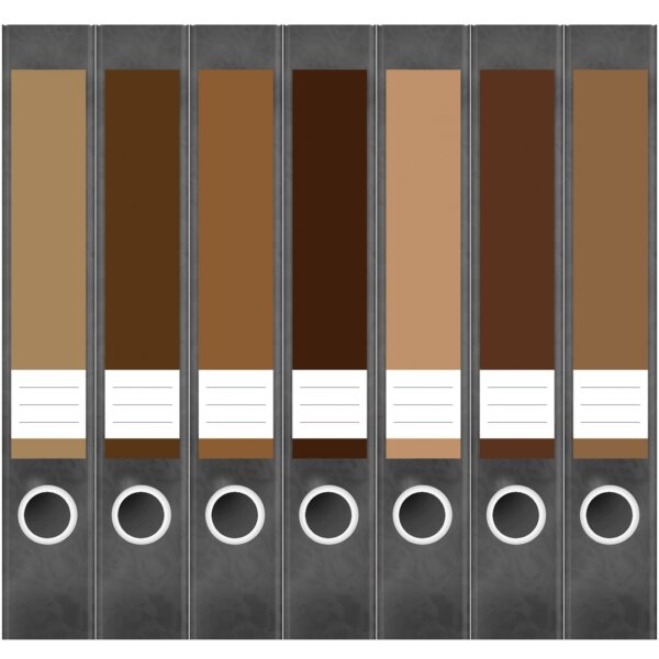 Etiketten für Ordner | Farbmix Braune Farben beige | 7 Aufkleber für schmale Ordnerrücken | Selbstklebende Design Ordneretiketten Rückenschilder