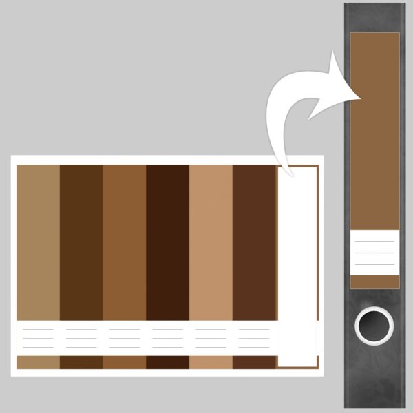 Etiketten für Ordner | Farbmix Braune Farben beige | 7 Aufkleber für schmale Ordnerrücken | Selbstklebende Design Ordneretiketten Rückenschilder