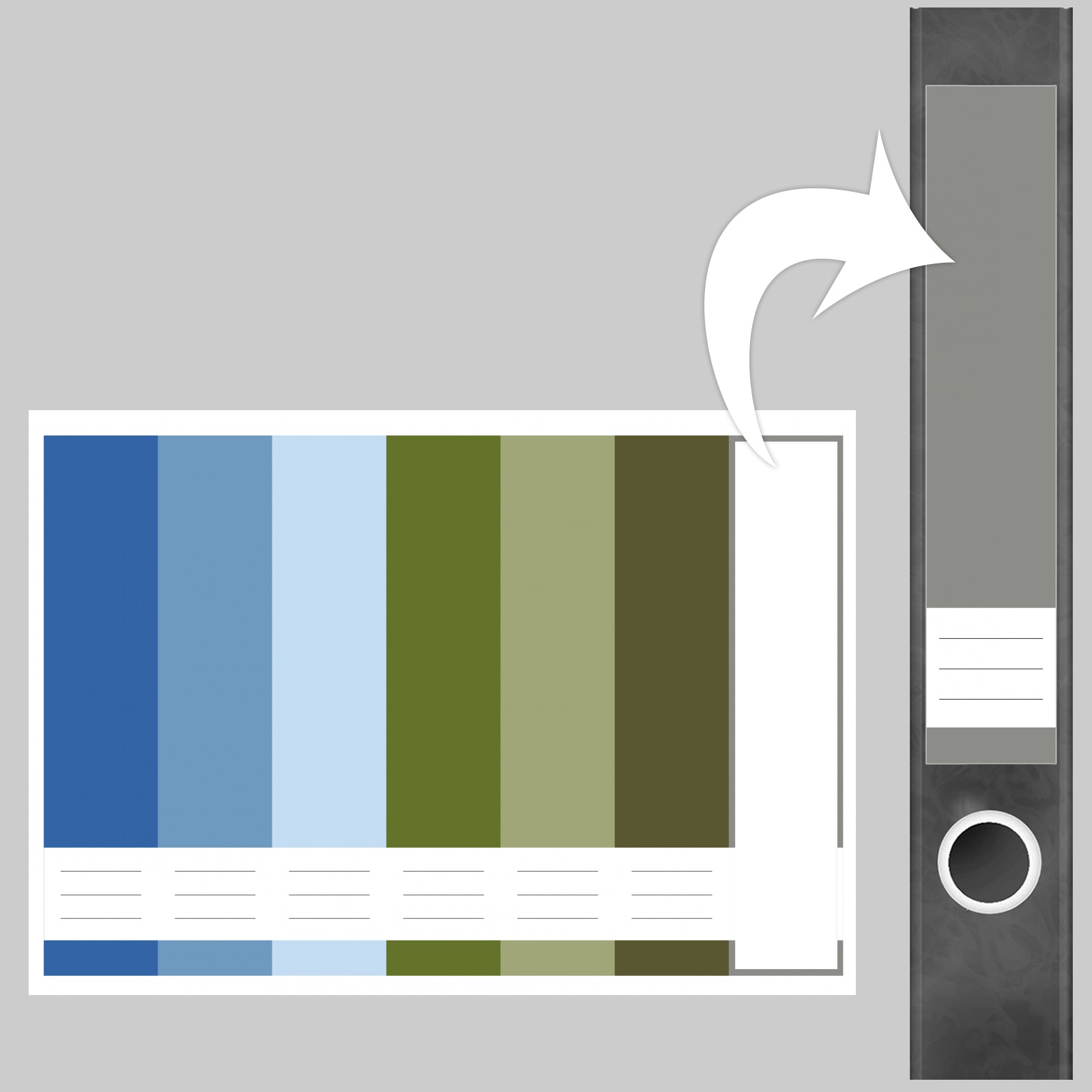 Etiketten für Ordner | Farbmix Blau Grün | 7 Aufkleber für schmale Ordnerrücken | Selbstklebende Design Ordneretiketten Rückenschilder 3 Etiketten für Ordner | Farbmix Blau Grün | 7 Aufkleber für schmale Ordnerrücken | Selbstklebende Design Ordneretiketten Rückenschilder