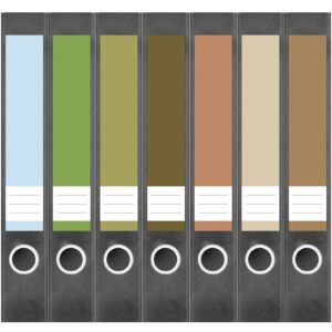 Etiketten für Ordner | Farbmix Herbst im Wald | 7 Aufkleber für schmale Ordnerrücken | Selbstklebende Design Ordneretiketten Rückenschilder