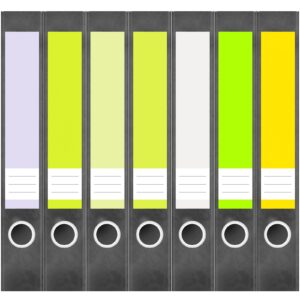 Etiketten für Ordner | Farbmix Helle Farben 1 | 7 Aufkleber für schmale Ordnerrücken | Selbstklebende Design Ordneretiketten Rückenschilder