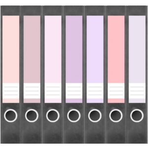 Etiketten für Ordner | Farbmix Mädchen Traum Rosa | 7 Aufkleber für schmale Ordnerrücken | Selbstklebende Design Ordneretiketten Rückenschilder