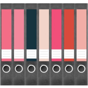Etiketten für Ordner | Farbmix Lippenstift | 7 Aufkleber für schmale Ordnerrücken | Selbstklebende Design Ordneretiketten Rückenschilder