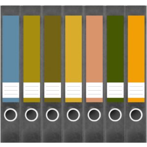 Etiketten für Ordner | Farbmix Bunt 16 | 7 Aufkleber für schmale Ordnerrücken | Selbstklebende Design Ordneretiketten Rückenschilder