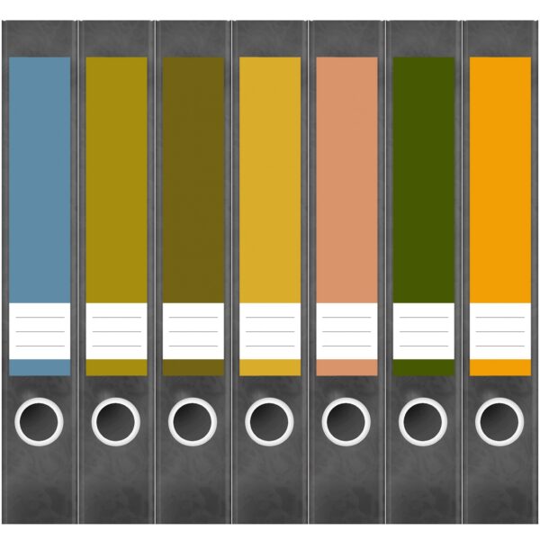 Etiketten für Ordner | Farbmix Bunt 16 | 7 Aufkleber für schmale Ordnerrücken | Selbstklebende Design Ordneretiketten Rückenschilder