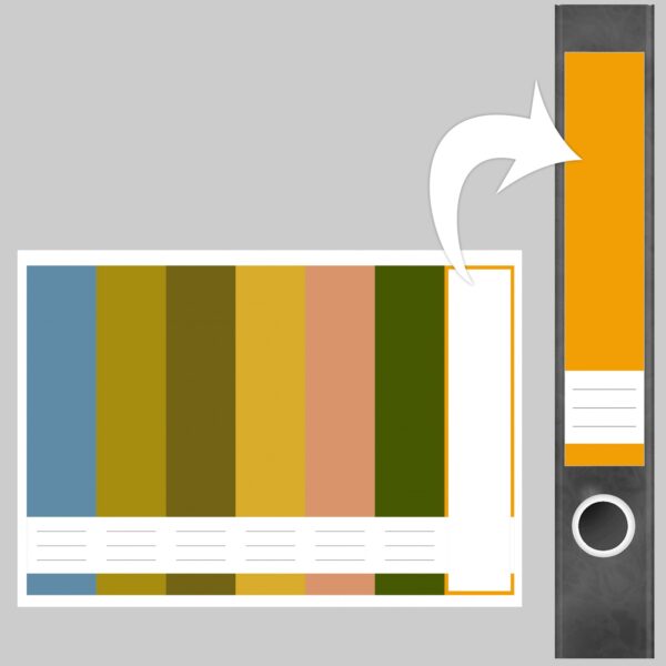 Etiketten für Ordner | Farbmix Bunt 16 | 7 Aufkleber für schmale Ordnerrücken | Selbstklebende Design Ordneretiketten Rückenschilder