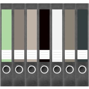 Etiketten für Ordner | Farbmix Gedecke Farben 2 | 7 Aufkleber für schmale Ordnerrücken | Selbstklebende Design Ordneretiketten Rückenschilder