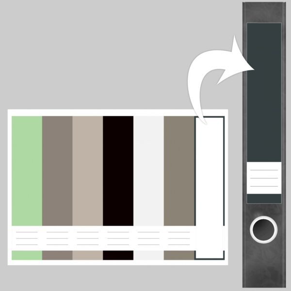 Etiketten für Ordner | Farbmix Gedecke Farben 2 | 7 Aufkleber für schmale Ordnerrücken | Selbstklebende Design Ordneretiketten Rückenschilder