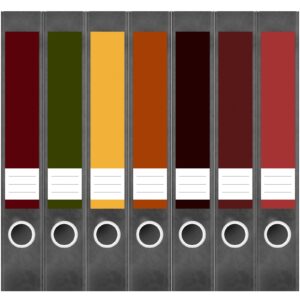 Etiketten für Ordner | Farbmix Herbstliche Farben | 7 Aufkleber für schmale Ordnerrücken | Selbstklebende Design Ordneretiketten Rückenschilder