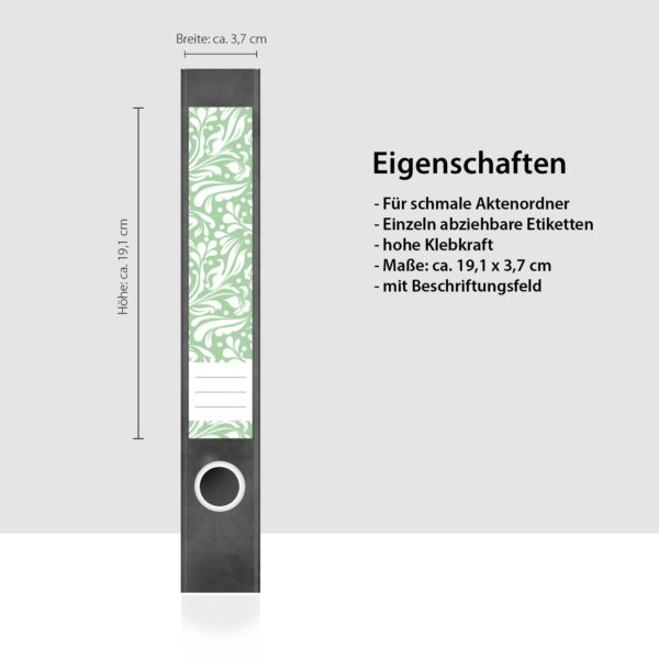 Etiketten für Ordner | Deko 4 Muster Mix | 7 Aufkleber für schmale Ordnerrücken | Selbstklebende Design Ordneretiketten Rückenschilder