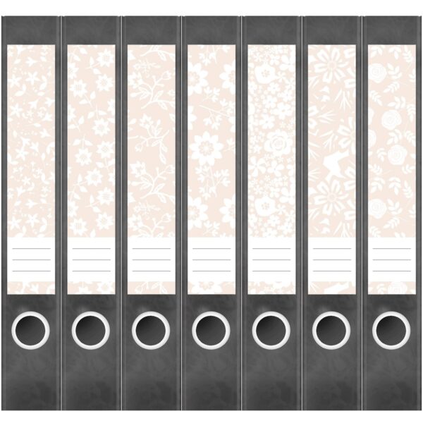Etiketten für Ordner | Deko 6 Muster Mix | 7 Aufkleber für schmale Ordnerrücken | Selbstklebende Design Ordneretiketten Rückenschilder