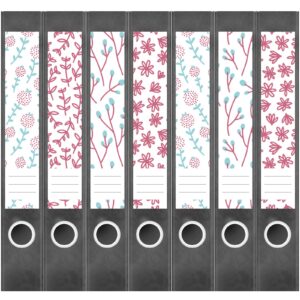 Etiketten für Ordner | Deko 8 Muster Mix | 7 Aufkleber für schmale Ordnerrücken | Selbstklebende Design Ordneretiketten Rückenschilder
