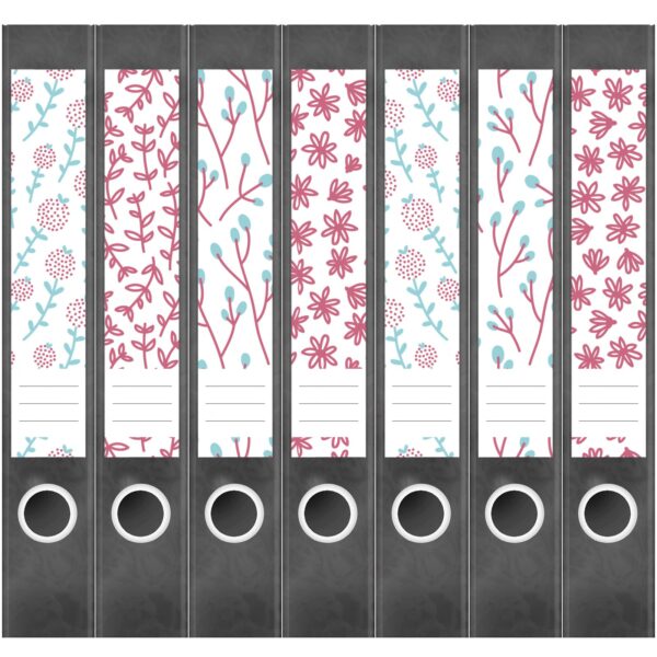 Etiketten für Ordner | Deko 8 Muster Mix | 7 Aufkleber für schmale Ordnerrücken | Selbstklebende Design Ordneretiketten Rückenschilder